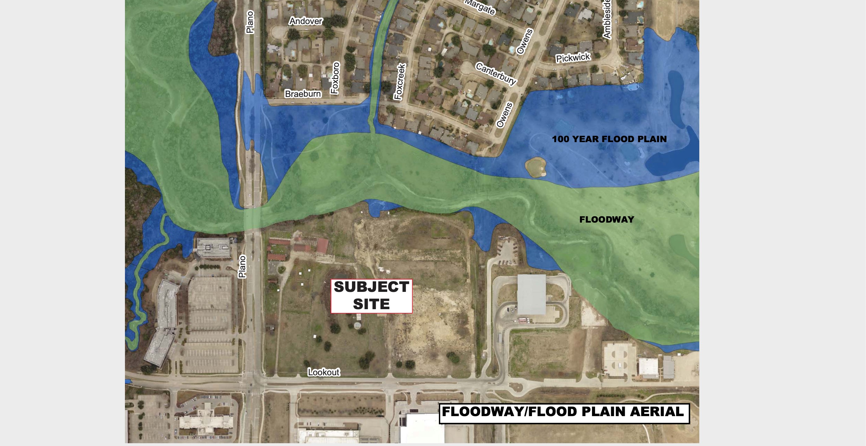 Aerial of the Floodway/Flood Plain around the proposed development site