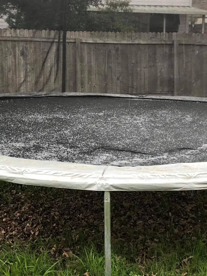Sleet accumulated overnight outside this Round Rock home on a trampoline. 