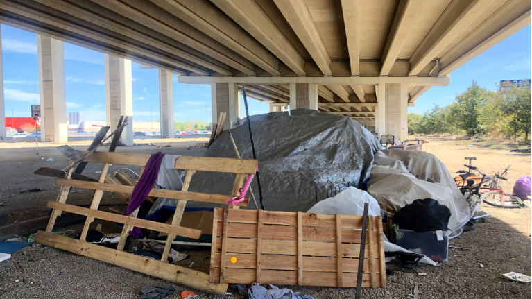 A homeless encampment in Austin, Texas, appears in this file image. (Spectrum News 1/FILE)